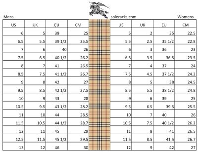 burberry men shoes size chart|Burberry 10y size chart.